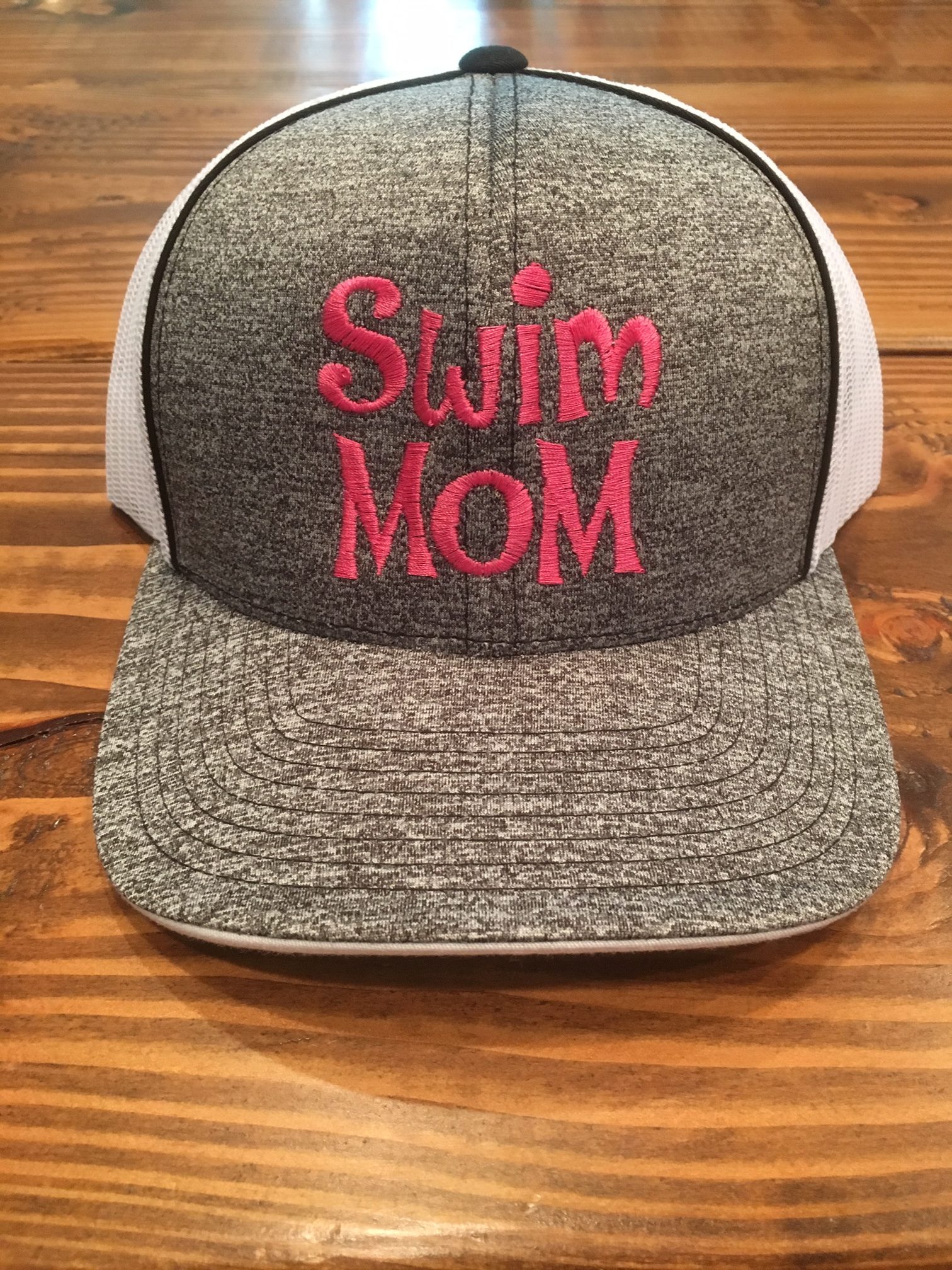 Hat – Swim Mom Grey and Pink Adjustable